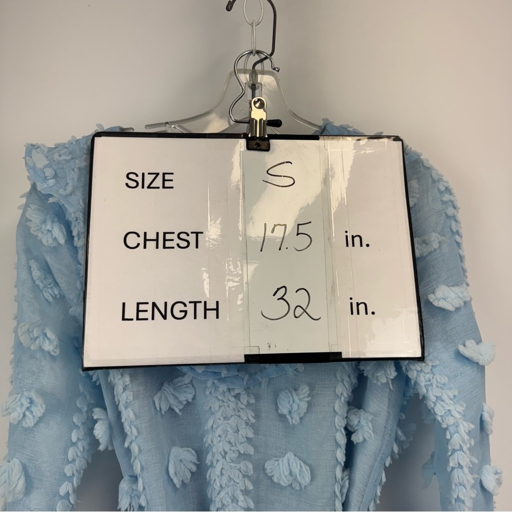 Reveuse Dress Light Blue Swiss Dot Ruffle Mini Dress Women's Sz. S NWT - Picture 11 of 16